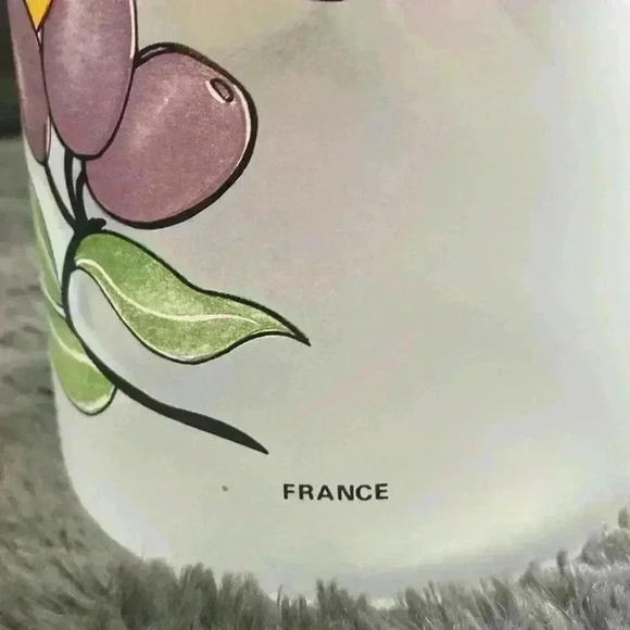 Vintage 80s Fruit Pattern Frosted Glass Pitcher Dartington France - Picture 7 of 16